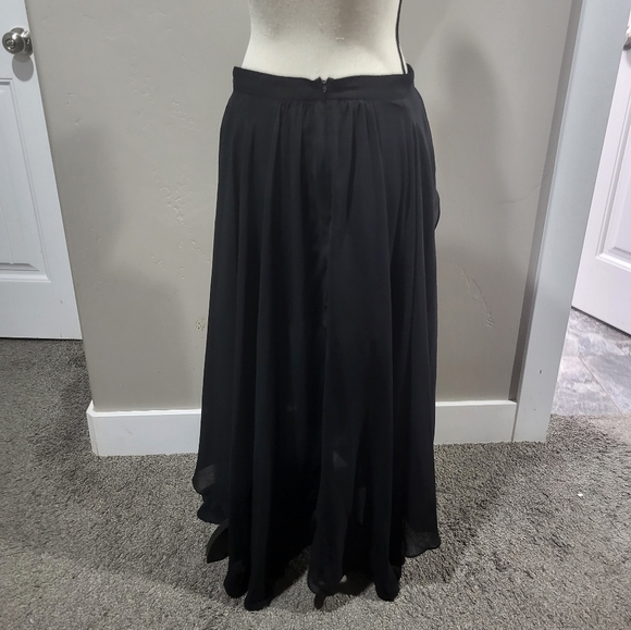 Black mini skirt with long sheer overlay - Picture 2 of 5